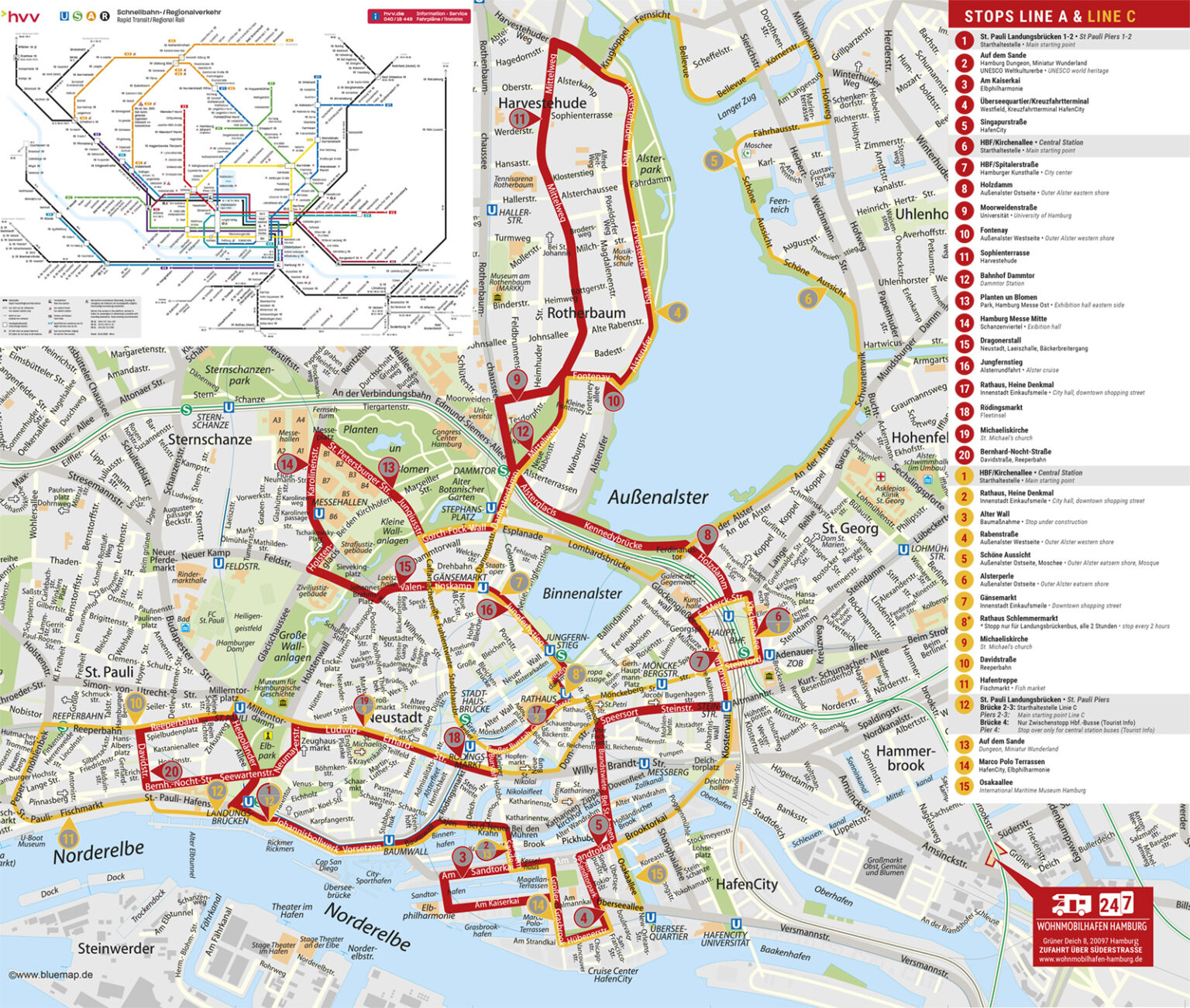 Routenplan Linie A&C